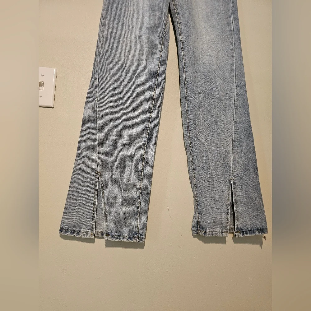 Kittenish Hise Rise Wide Leg Split Hem Retro Denim Jeans Jessie James De… - Picture 4 of 12